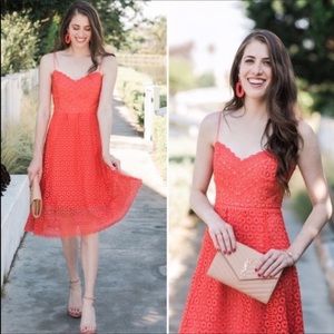 J. Crew coral orange eyelet dress, size 6